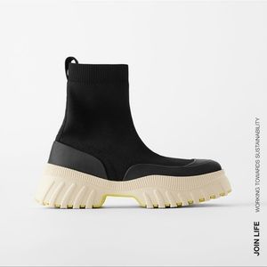 ZARA Sock Style High Top Boot Platform Sneakers size 8.5 US 39 EUR